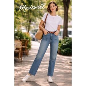 Madewell Vintage Straight Leg Jeans 26 Hi Rise Classic Blue Wash Everyday Denim